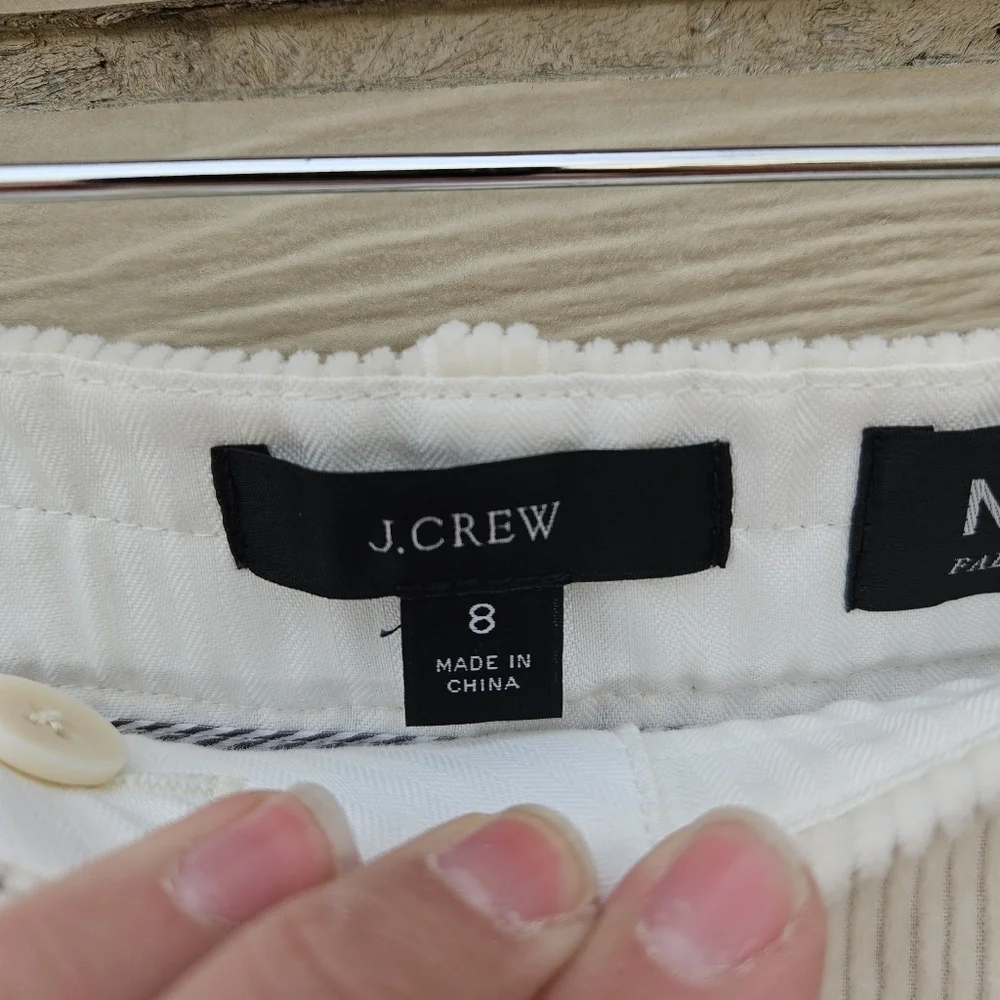 J. Crew Nalya tapered-leg Italian corduroy pants ivory size 8